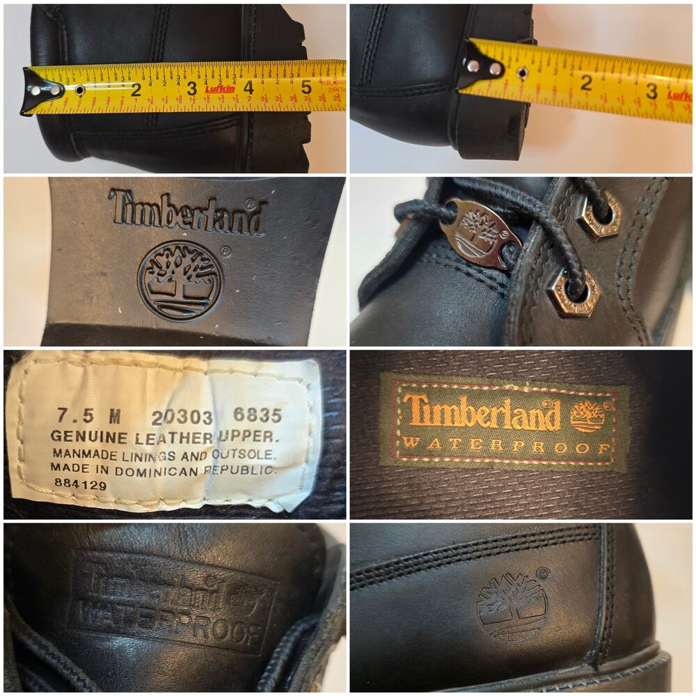 Timberland Nellie Chukka Boot Size 7.5 Black Leather Short Ankle Bootie Lug Sole - Picture 5 of 12